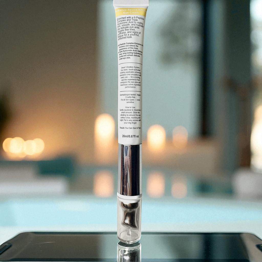 Collagen Eye Cream
With Triple Hyaluronic Acid,
6-Peptide Complex & Smart Vibration Applicator